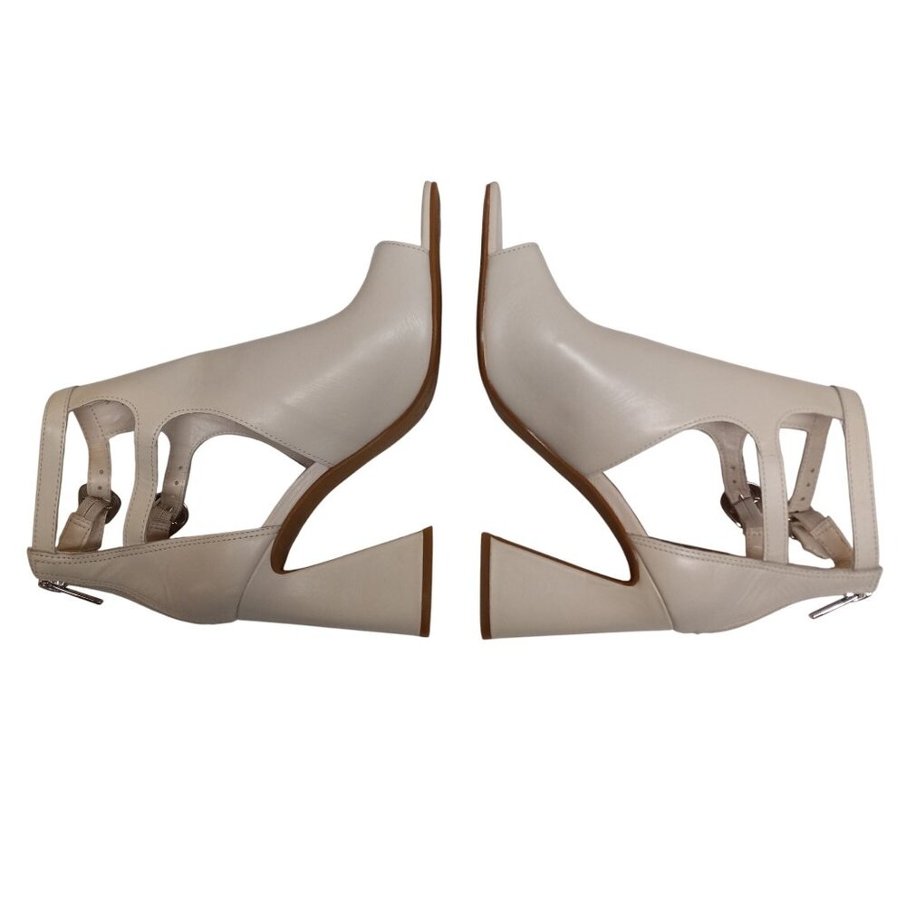 Vince Camuto 8.5 M Roskette Beige Leather Block Heel Sandals Open Toe Buckles - Picture 5 of 13